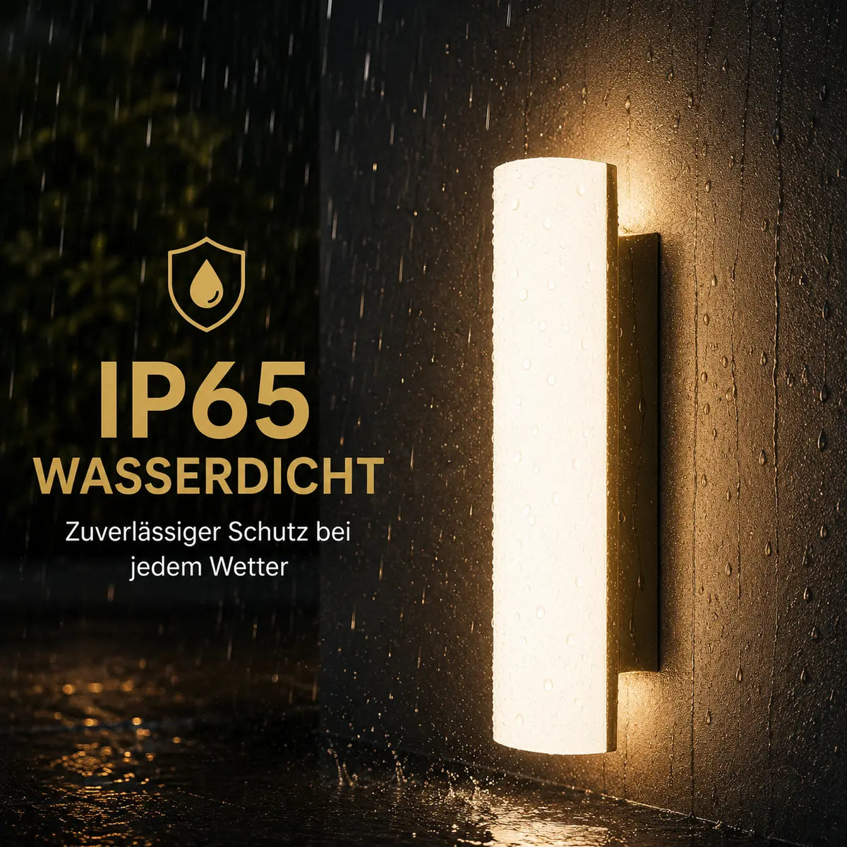 LED Außenwandleuchte zylindrisch weiß (Cassoria), wetterfest bei Regen