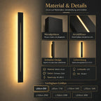 LED Wandleuchte Metall Lichtstab schwarz (Norvexa), Maße und technische Details