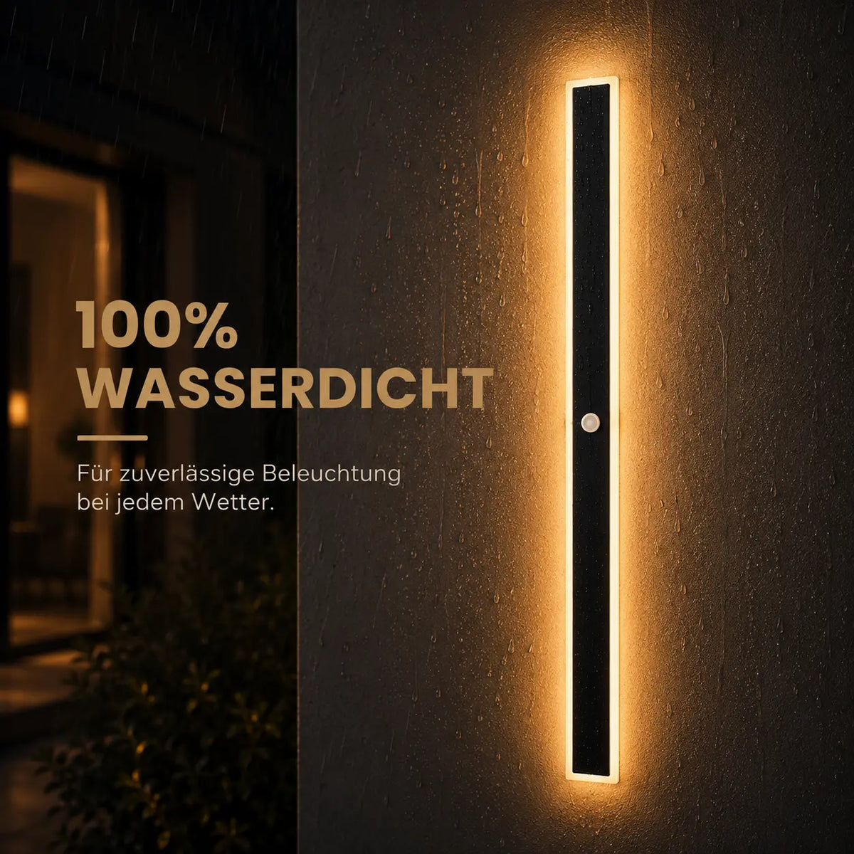 LED Außenwandleuchte mit Bewegungsmelder lang schwarz (Verona), wetterfest bei Regen