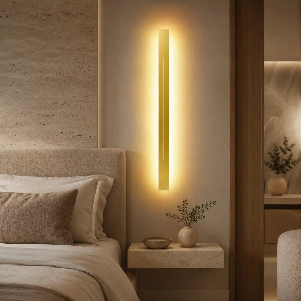 LED Wandleuchte Metall Lichtstab gold (Auverna), im Schlafzimmer neben dem Bett