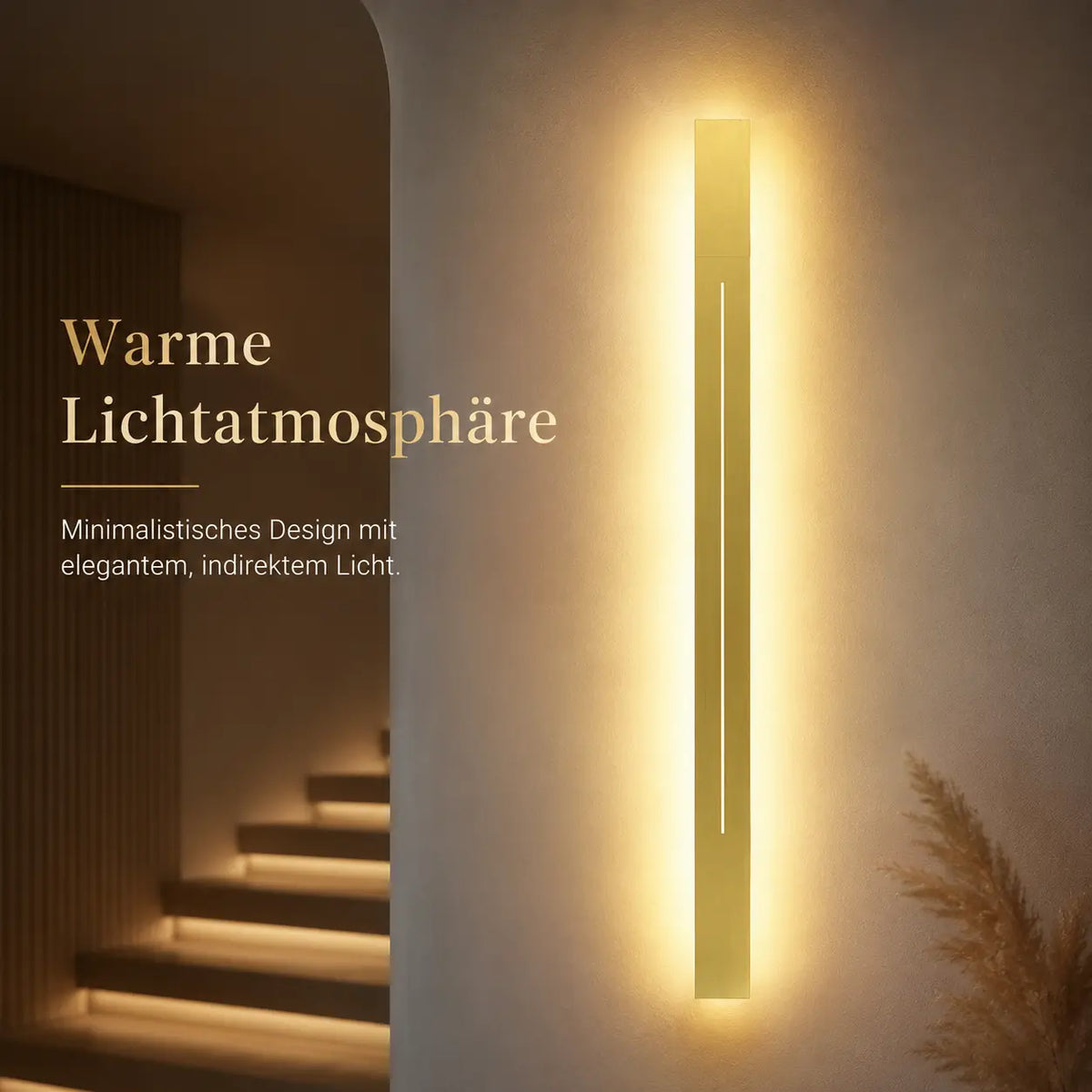 LED Wandleuchte Metall Lichtstab gold (Auverna), Lichtwirkung an der Wand