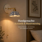 Wandleuchte Keramik Blumenmuster blau (Delfarina), Lichtwirkung an der Wand