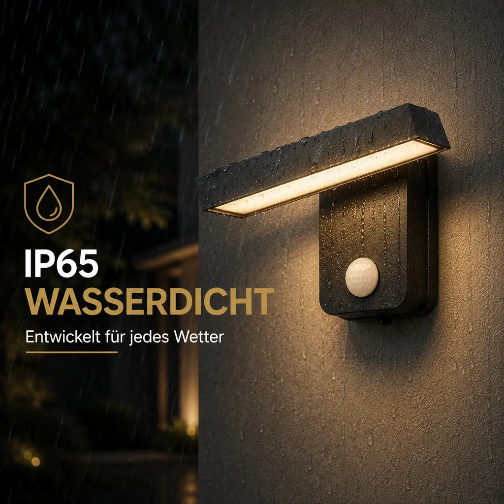 LED Außenwandleuchte mit Bewegungsmelder drehbar Aluminium (Aloa), wetterfest bei Regen