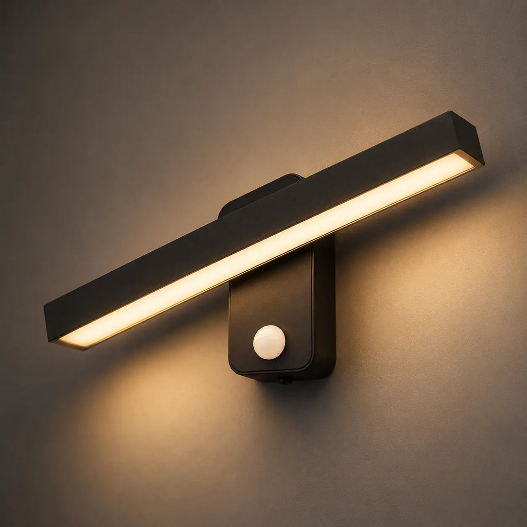 LED Außenwandleuchte mit Bewegungsmelder drehbar Aluminium (Aloa), Seitenansicht