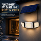 Solar Wandleuchte mit Bewegungsmelder verstellbar schwarz, 2er Set (Alo), im Winter bei Schnee