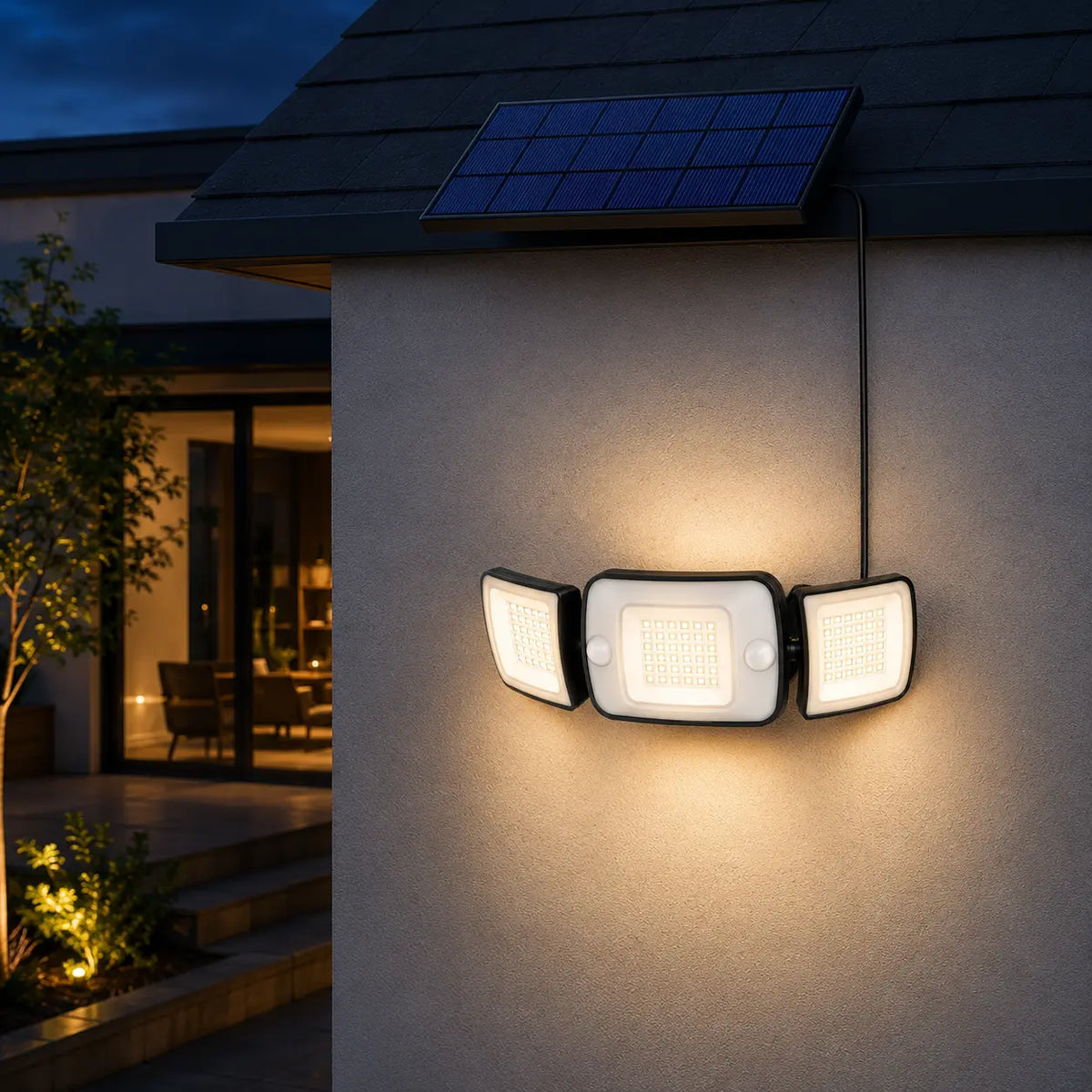 Solar Wandleuchte mit Bewegungsmelder verstellbar schwarz (Alo), am Hauseingang