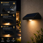 Solar Wandleuchte mit LED-Spots keilförmig schwarz (Velmora), Funktionsweise mit Dämmerungssensor