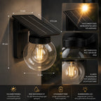 Solar Wandleuchte mit Glaskugel E27 schwarz (Belarion), Maße und technische Details