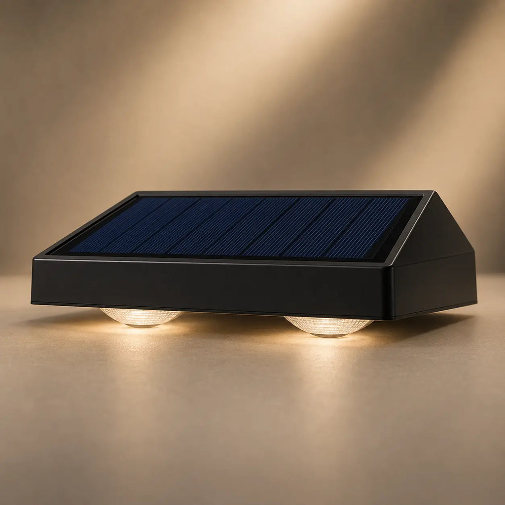 Solar Wandleuchte mit LED-Spots keilförmig schwarz (Velmora), Detailansicht