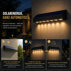 Solar Wandleuchte mit LED-Spots schwarz (Vindora), Funktionsweise mit Dämmerungssensor