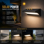 Solar Wandleuchte mit Radar-Bewegungsmelder Aluminium schwarz (Ferlion), Funktionsweise mit Dämmerungssensor