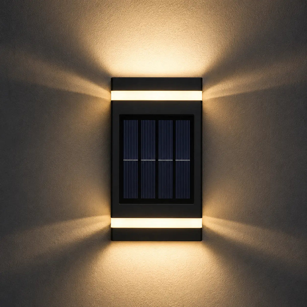 Solar Wandleuchte mit Auf-Ab-Licht rechteckig schwarz (Bramoor), Produktfoto