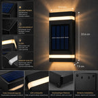 Solar Wandleuchte mit Auf-Ab-Licht rechteckig schwarz (Bramoor), Maße und technische Details