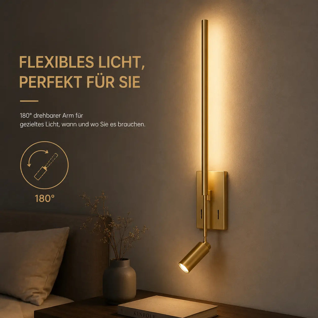 Wandleuchte Leselampe mit Schwenkarm gold (Vaskenio), Detailansicht