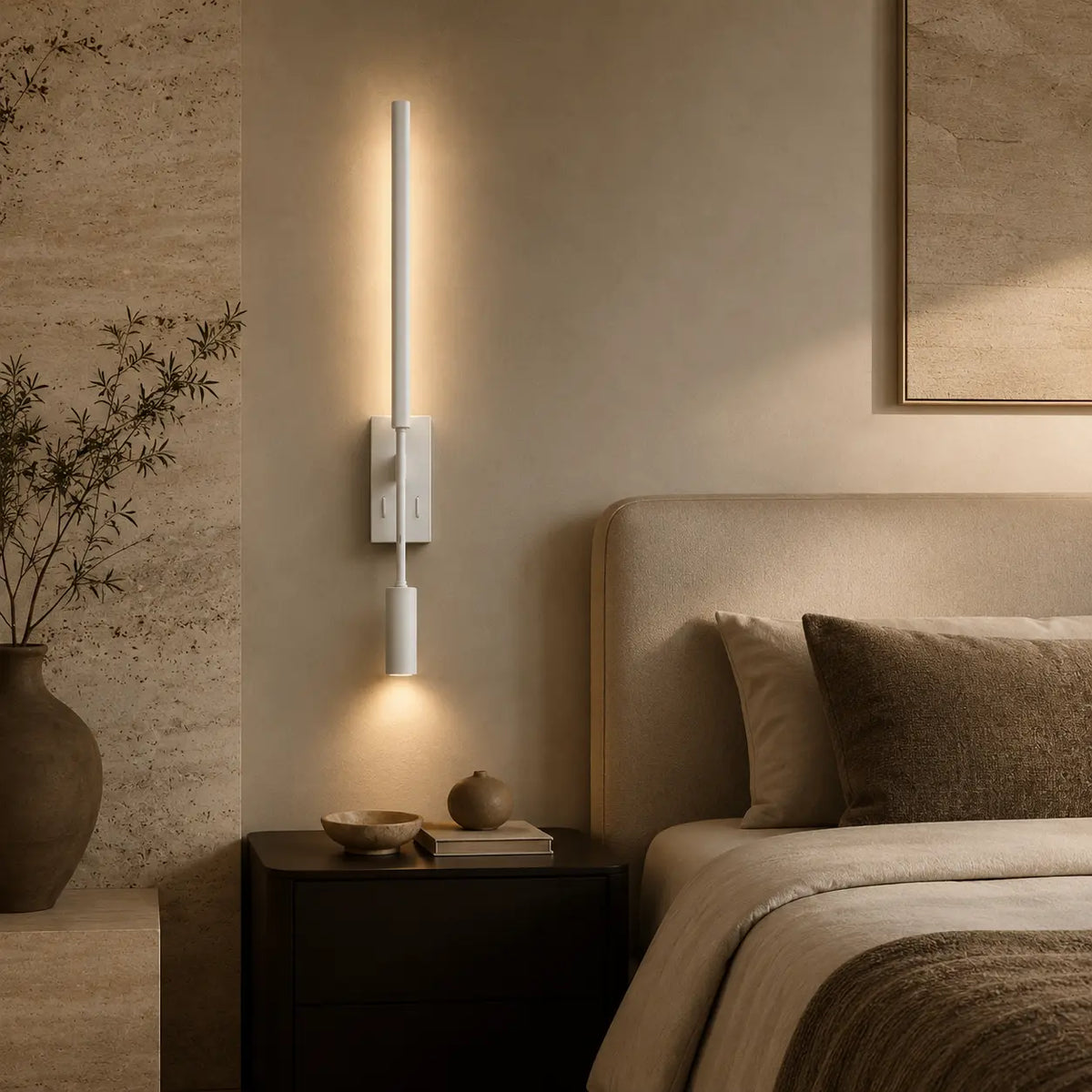 Wandleuchte Leselampe mit Schwenkarm weiß (Corvenna), im Schlafzimmer neben dem Bett