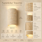 LED Wandleuchte Naturstein geriffelt beige (Cambrion), Maße und technische Details