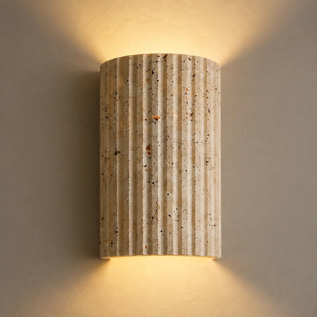 LED Wandleuchte Naturstein geriffelt beige (Cambrion), Produktfoto