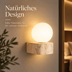 LED Wandleuchte Naturstein Kugel beige (Solenza), Lichtwirkung an der Wand