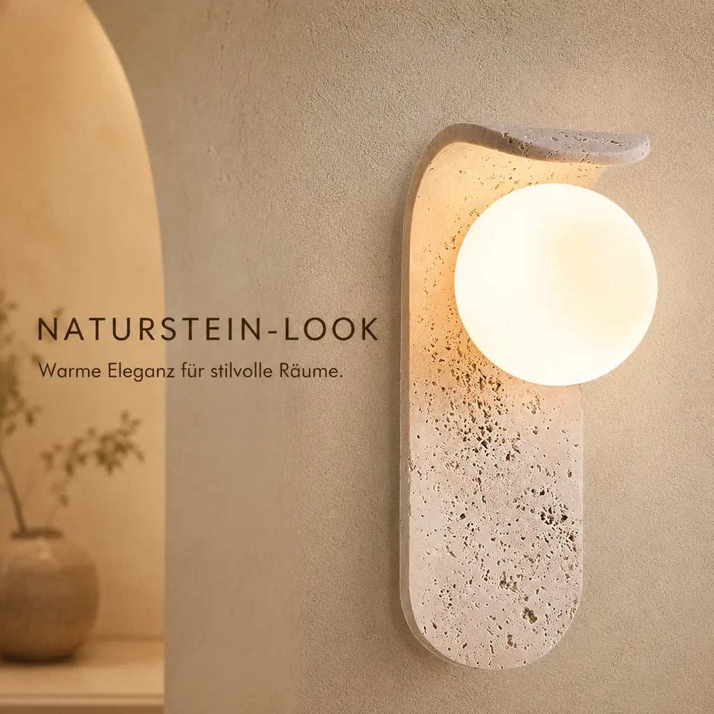LED Wandleuchte Naturstein-Optik Kapselform (Marostella), Lichtwirkung an der Wand