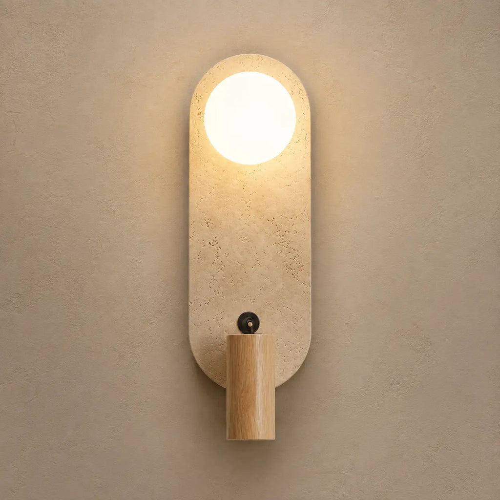 Wandleuchte Naturstein mit Schwenkspot beige (Turonda), Produktfoto