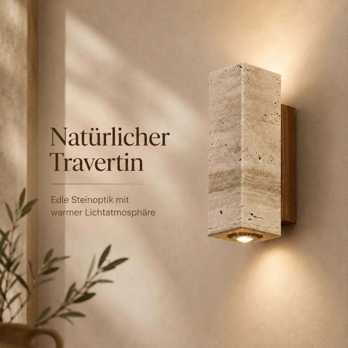 LED Wandleuchte Naturstein Quader beige (Kastavio), Lichtwirkung an der Wand