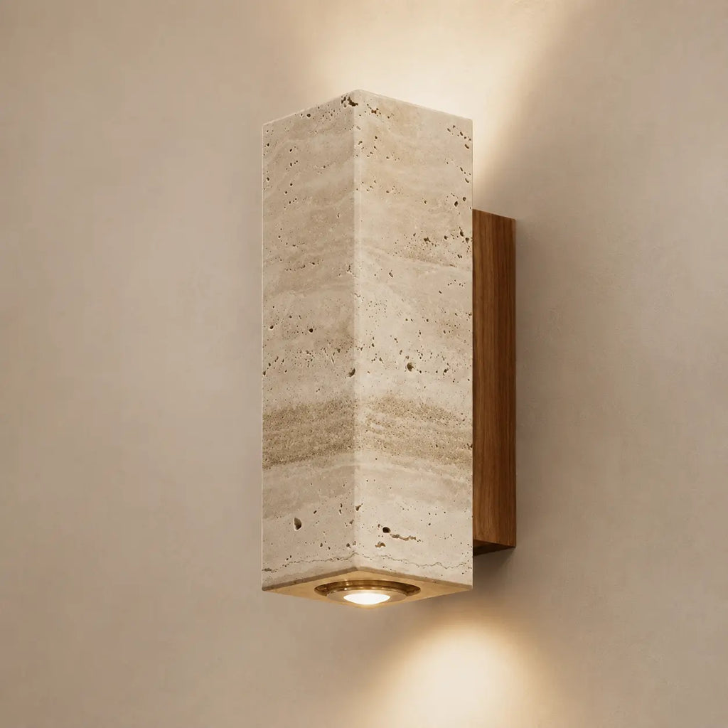 LED Wandleuchte Naturstein Quader beige (Kastavio), Produktfoto