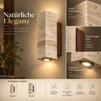 LED Wandleuchte Naturstein Quader beige (Kastavio), Maße und technische Details