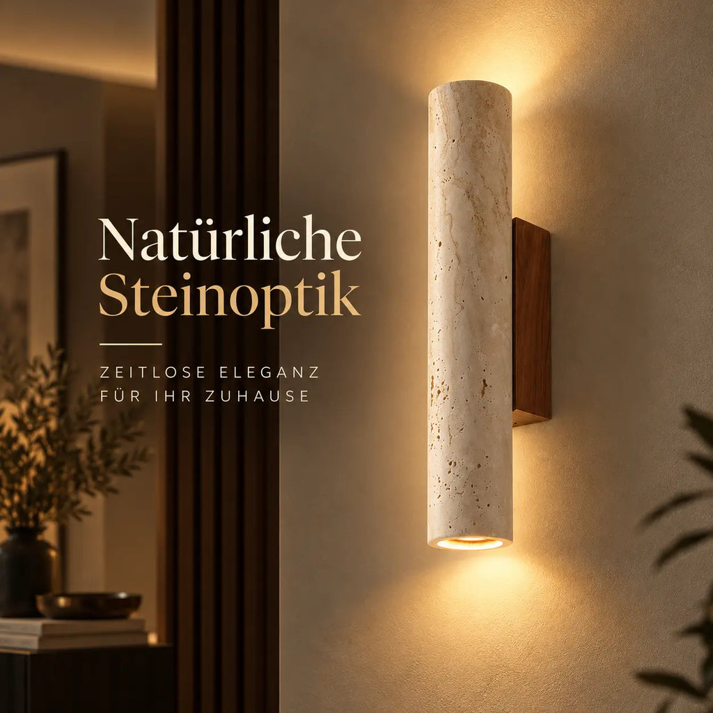 LED Wandleuchte Naturstein Zylinder beige (Marvenzo), Lichtwirkung an der Wand