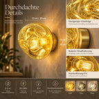 Wandleuchte Glaskugel bernstein pur (Gemarion), Maße und technische Details