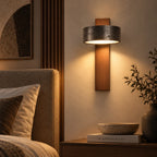 LED Wandleuchte Naturstein Holzbalken schwarz-braun (Basaltero), im Schlafzimmer neben dem Bett