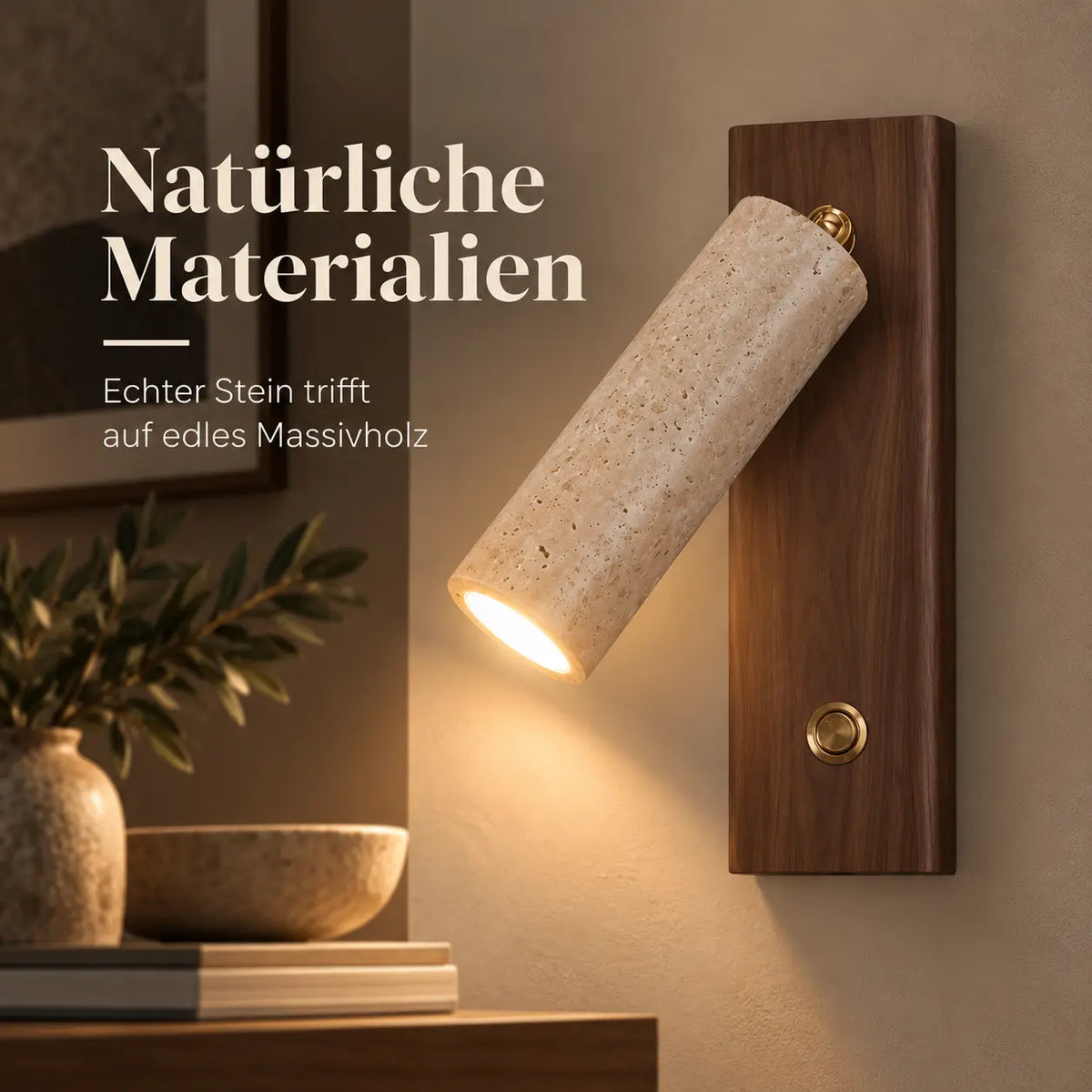 LED Wandleuchte Naturstein Leselicht drehbar (Marostone), Lichtwirkung an der Wand