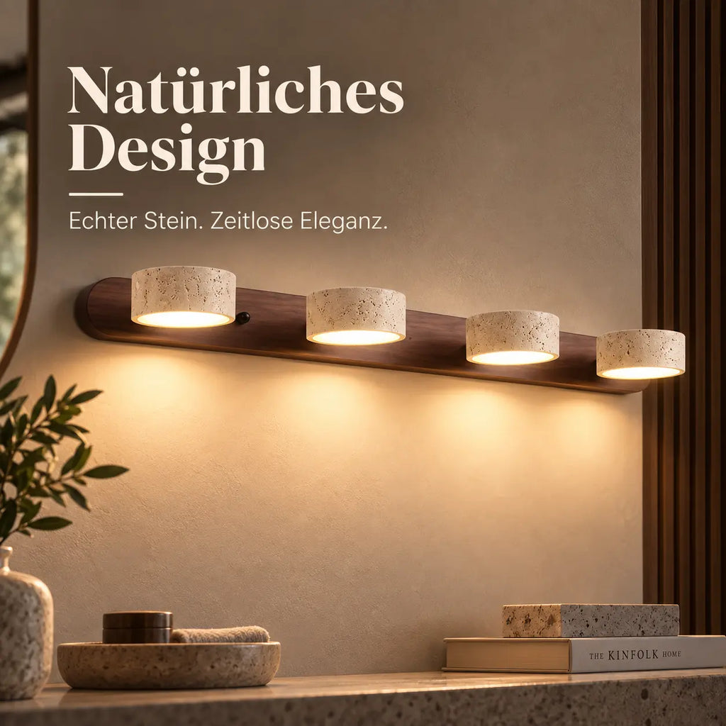 LED Wandleuchte Spiegelleuchte Naturstein beige-braun (Trevarosa), Lichtwirkung an der Wand