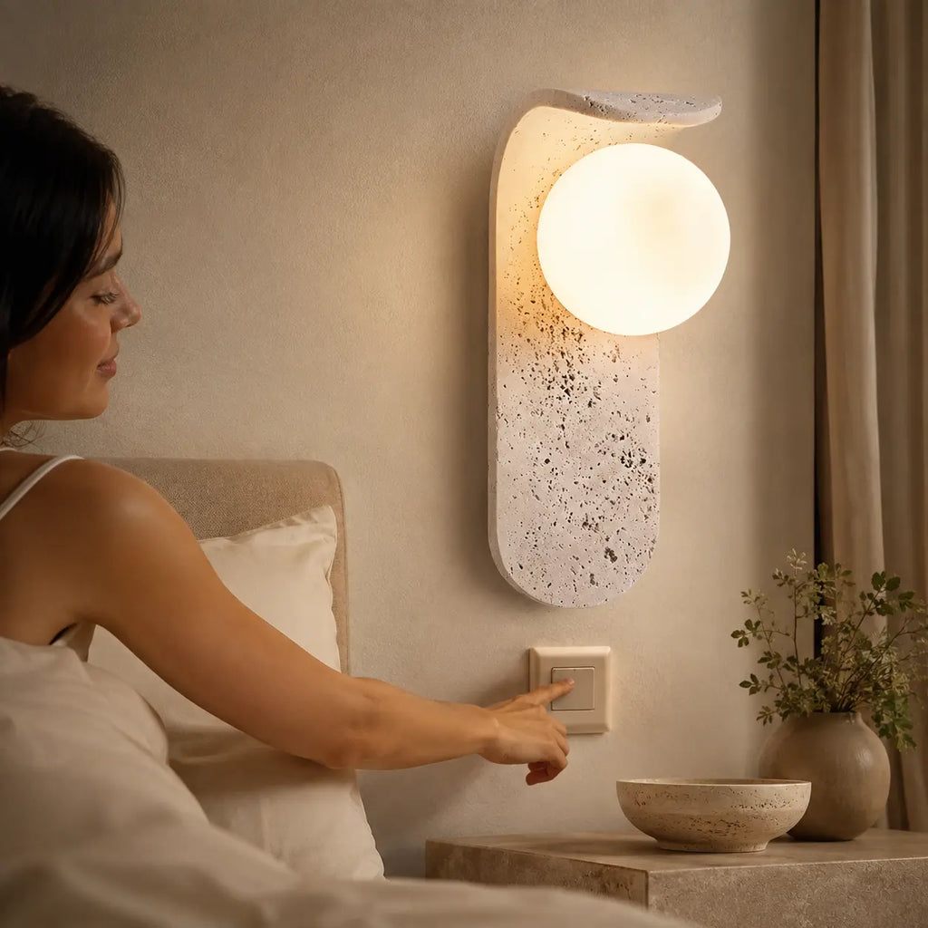LED Wandleuchte Naturstein-Optik Kapselform (Marostella), Bedienung und Lichtfarbe