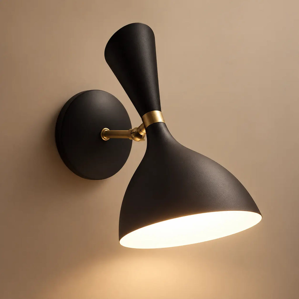 Wandleuchte Retro Schwenkarm schwarz (Corvellin), Produktfoto