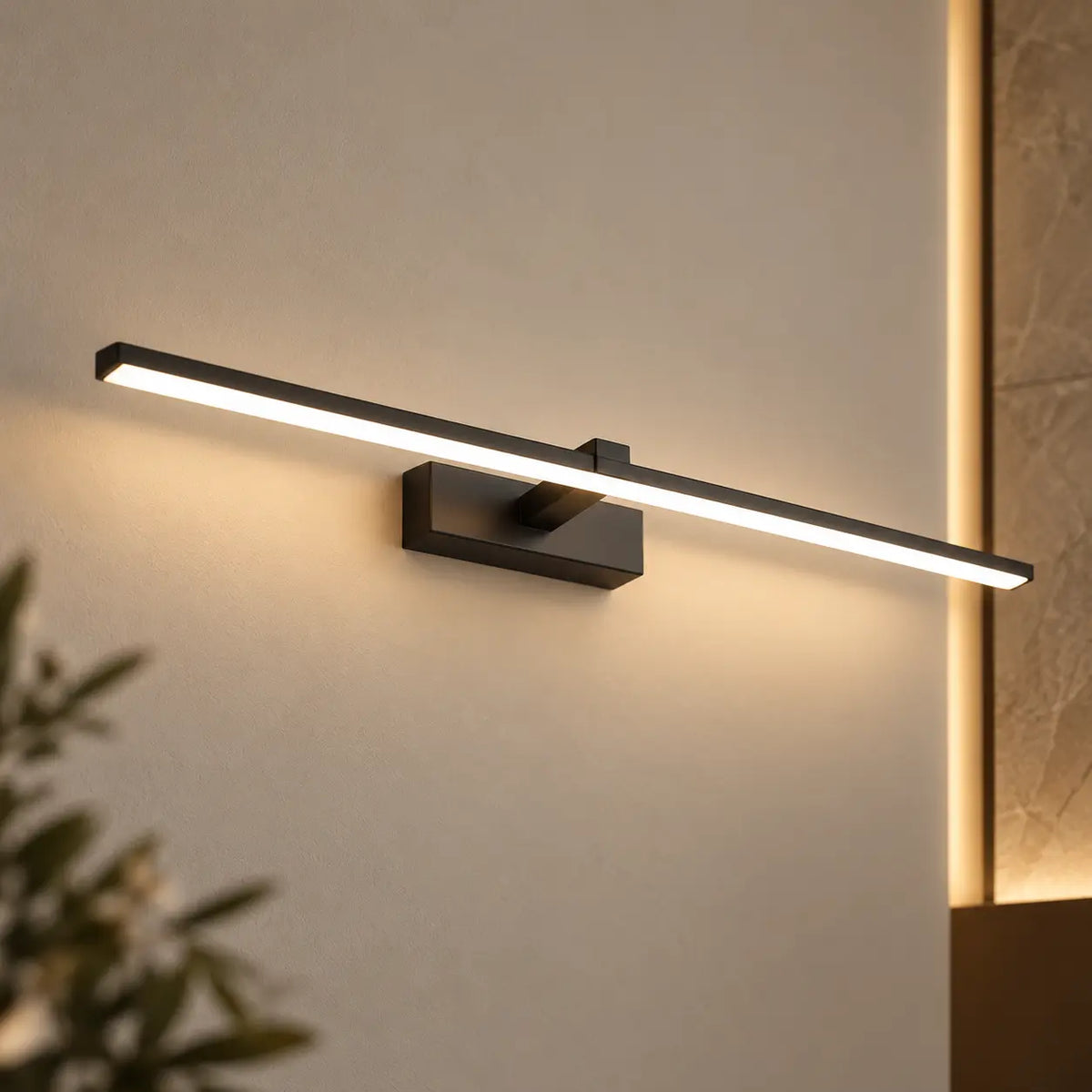 LED Wandleuchte Spiegelleuchte schwarz (Brantero), am Badspiegel