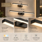 LED Wandleuchte Spiegelleuchte schwarz (Brantero), Maße und technische Details