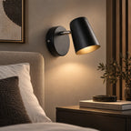 Wandleuchte Spot schwenkbar schwarz (Brivano), im Schlafzimmer neben dem Bett