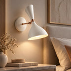 Wandleuchte Retro Schwenkarm weiß (Palenora), im Schlafzimmer neben dem Bett