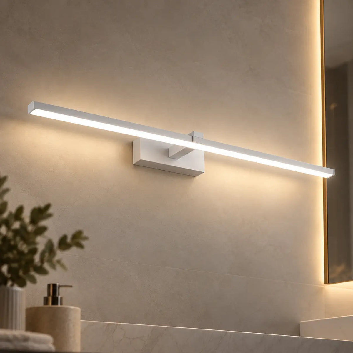 LED Wandleuchte Spiegelleuchte weiß (Alvenio), am Badspiegel
