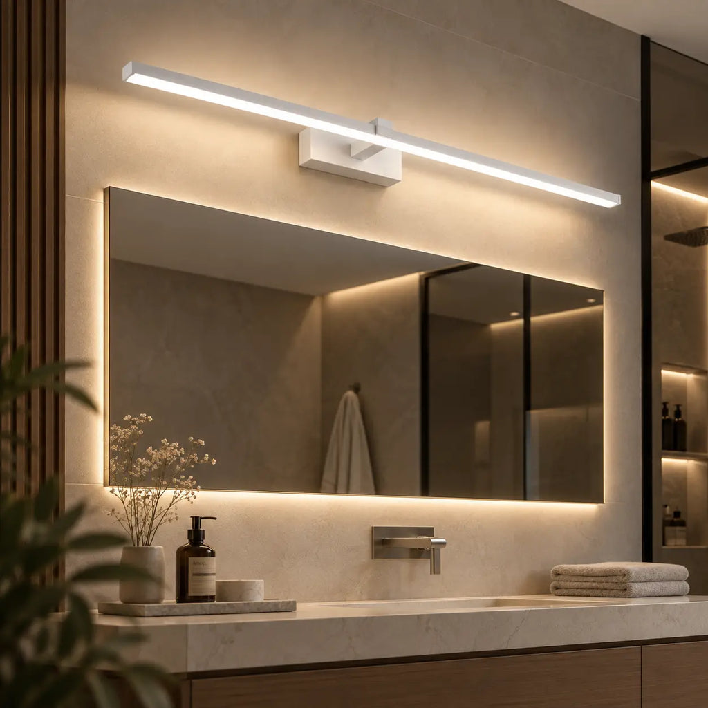 LED Wandleuchte Spiegelleuchte weiß (Alvenio), über dem Waschbecken