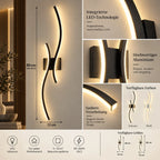 LED Wandleuchte Wellenform schwarz (Kordevan), Maße und technische Details